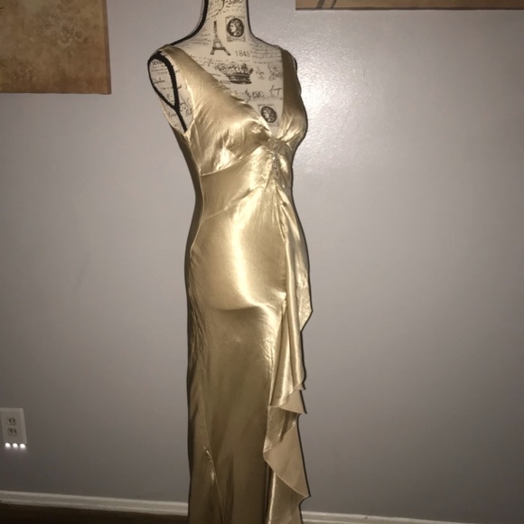 golden satin dress